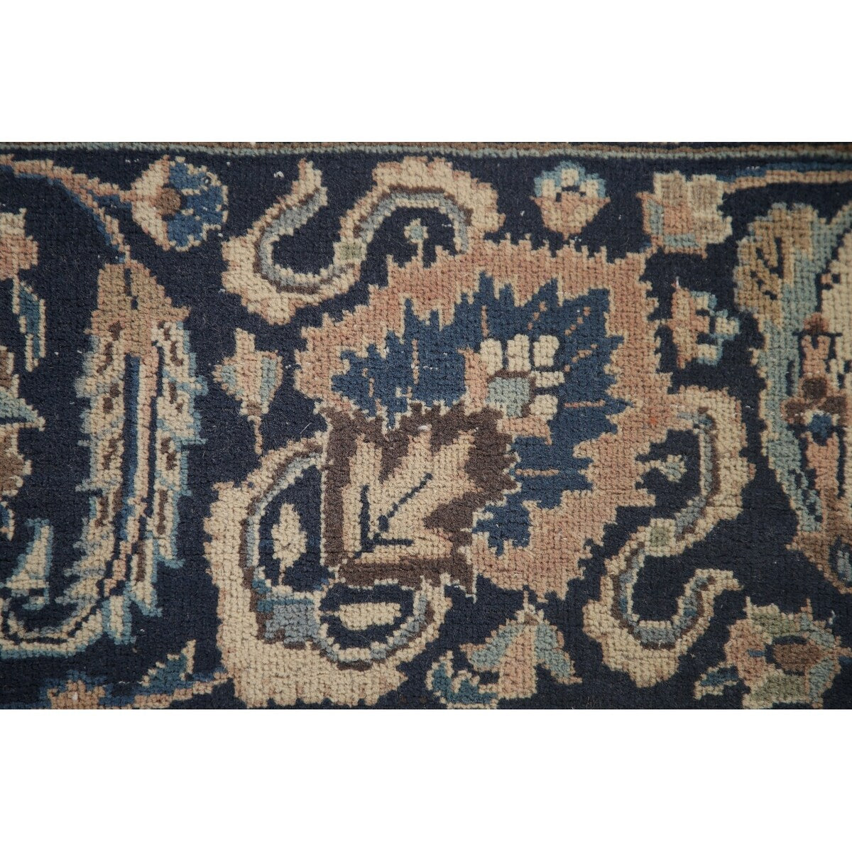 Traditional Mashad Persian Vintage Area Rug Hand-knotted Wool Carpet - 9'8" x 12'7"