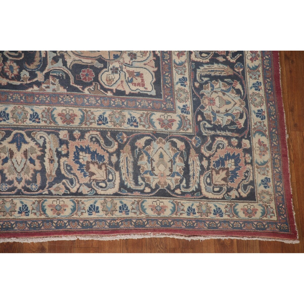 Traditional Mashad Persian Vintage Area Rug Hand-knotted Wool Carpet - 9'8" x 12'7"