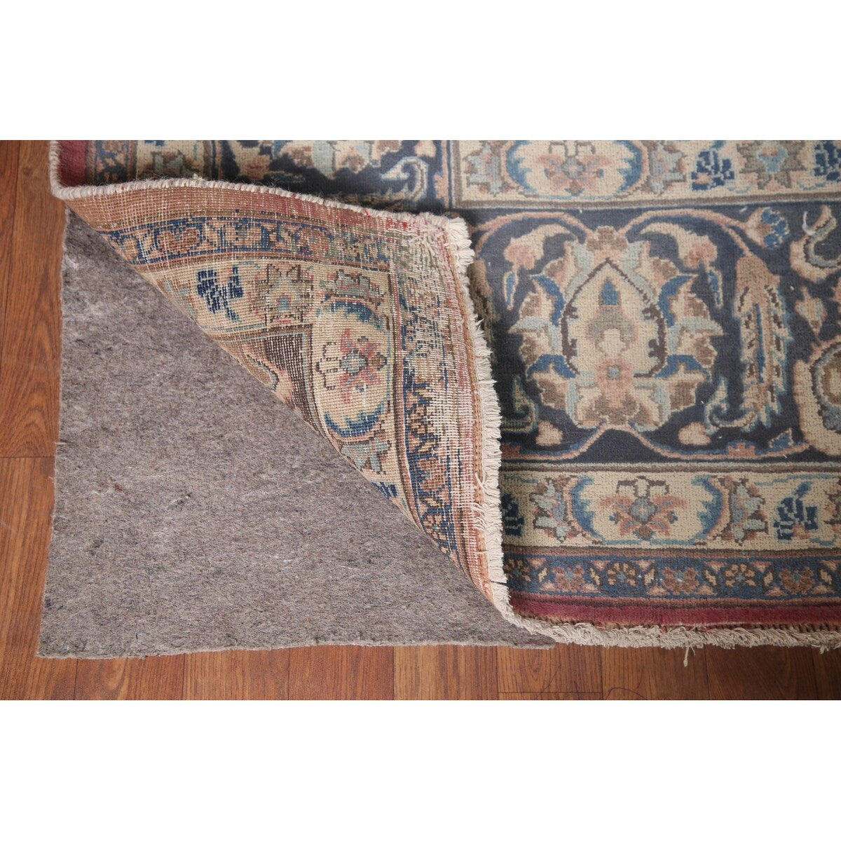 Traditional Mashad Persian Vintage Area Rug Hand-knotted Wool Carpet - 9'8" x 12'7"