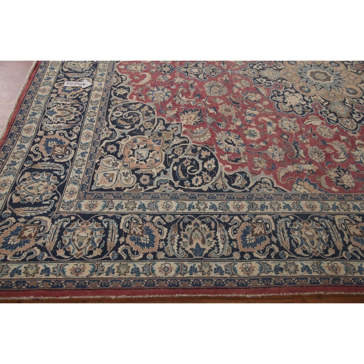 Traditional Mashad Persian Vintage Area Rug Hand-knotted Wool Carpet - 9'8" x 12'7"