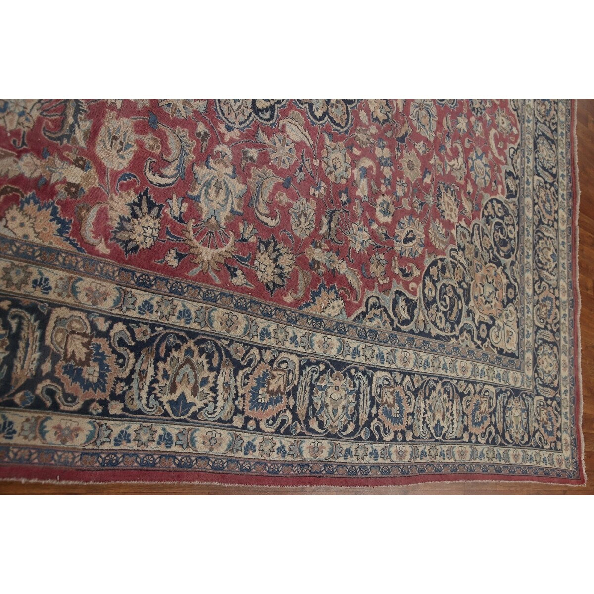 Traditional Mashad Persian Vintage Area Rug Hand-knotted Wool Carpet - 9'8" x 12'7"