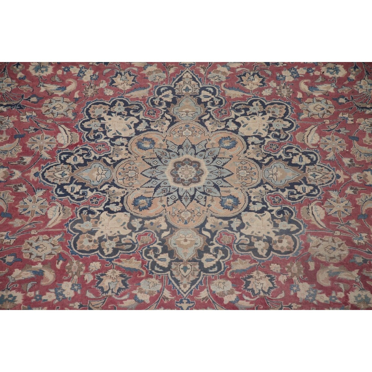 Traditional Mashad Persian Vintage Area Rug Hand-knotted Wool Carpet - 9'8" x 12'7"