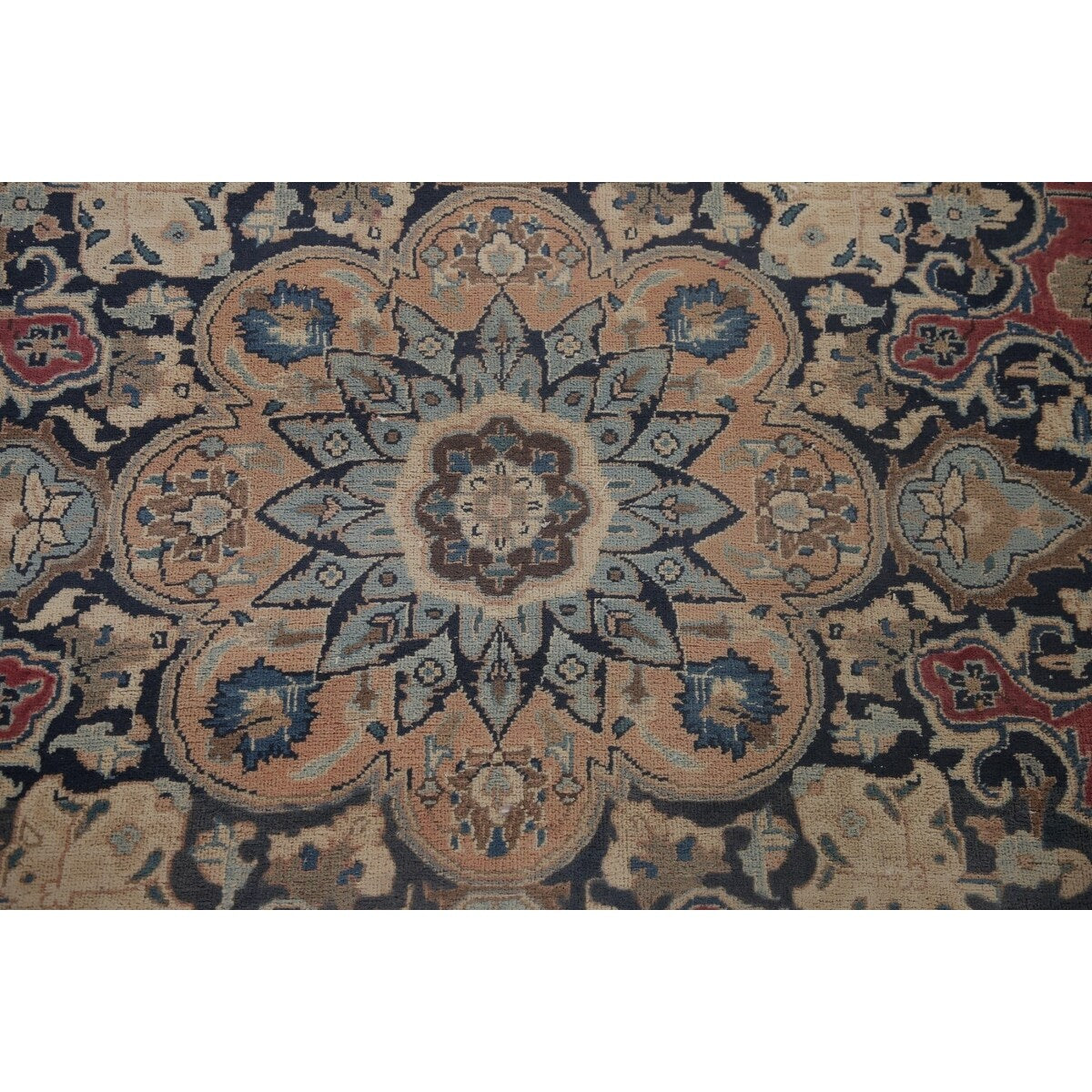 Traditional Mashad Persian Vintage Area Rug Hand-knotted Wool Carpet - 9'8" x 12'7"