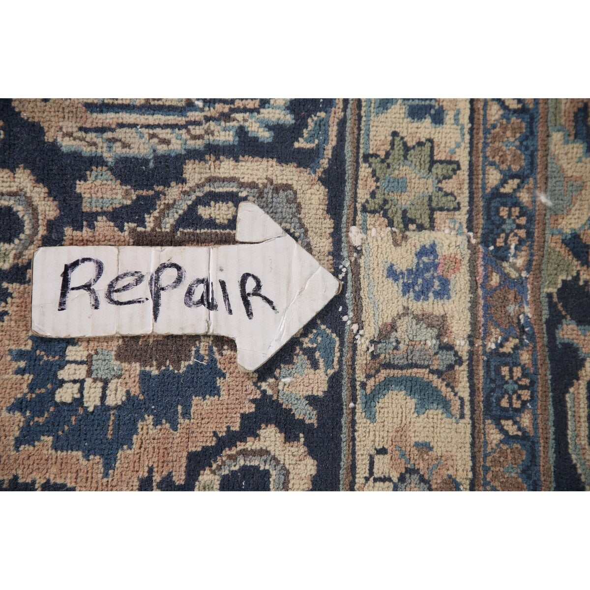 Traditional Mashad Persian Vintage Area Rug Hand-knotted Wool Carpet - 9'8" x 12'7"