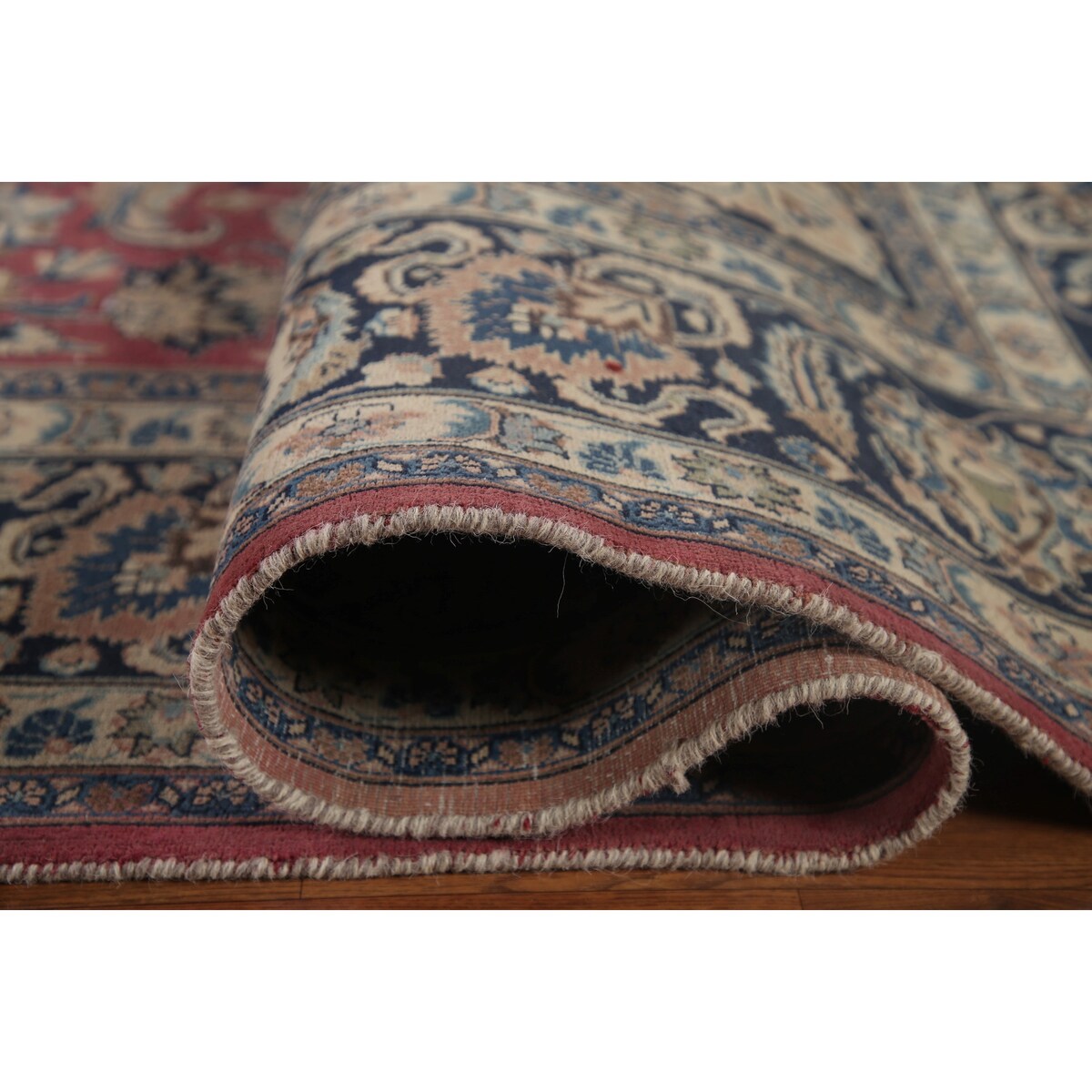 Traditional Mashad Persian Vintage Area Rug Hand-knotted Wool Carpet - 9'8" x 12'7"