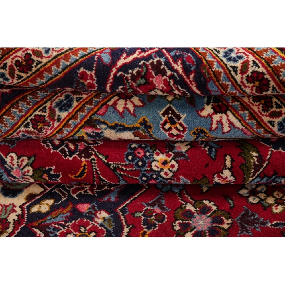 Traditional Medallion Oriental Hand Knotted Kashan Persian Rug - 11'9" X 8'0"