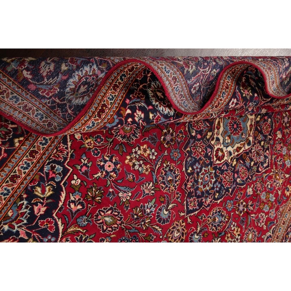 Traditional Medallion Oriental Hand Knotted Kashan Persian Rug - 11'9" X 8'0"