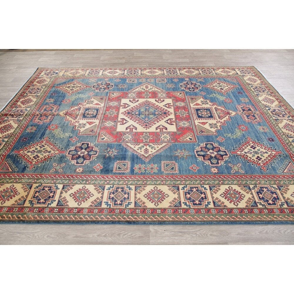 Traditional Oriental Kazak Hand-Knotted Wool Pakistani Area Rug - 10'6" x 8'0"