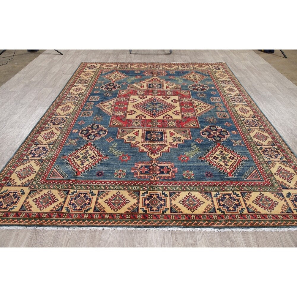 Traditional Oriental Kazak Hand-Knotted Wool Pakistani Area Rug - 10'6" x 8'0"