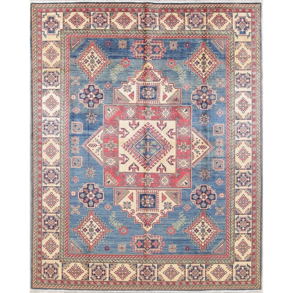 Traditional Oriental Kazak Hand-Knotted Wool Pakistani Area Rug - 10'6" x 8'0"