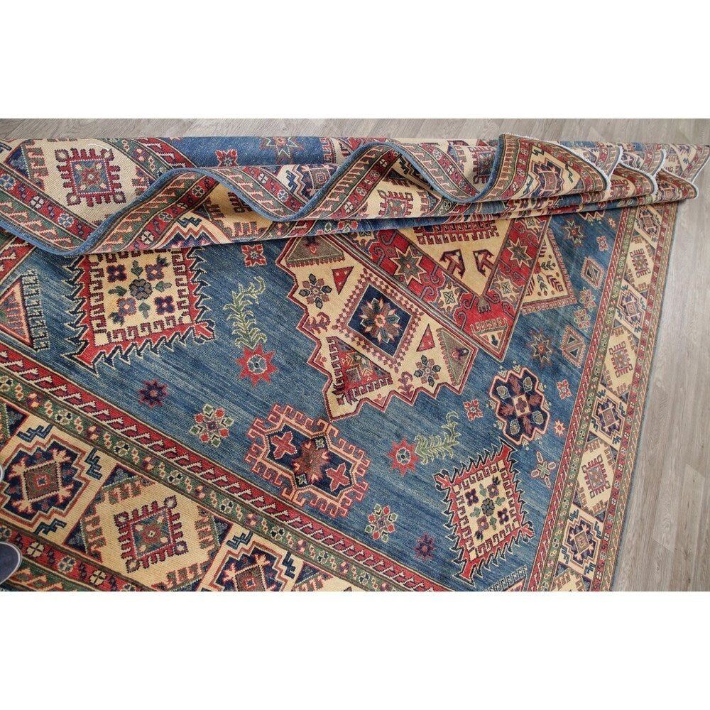 Traditional Oriental Kazak Hand-Knotted Wool Pakistani Area Rug - 10'6" x 8'0"