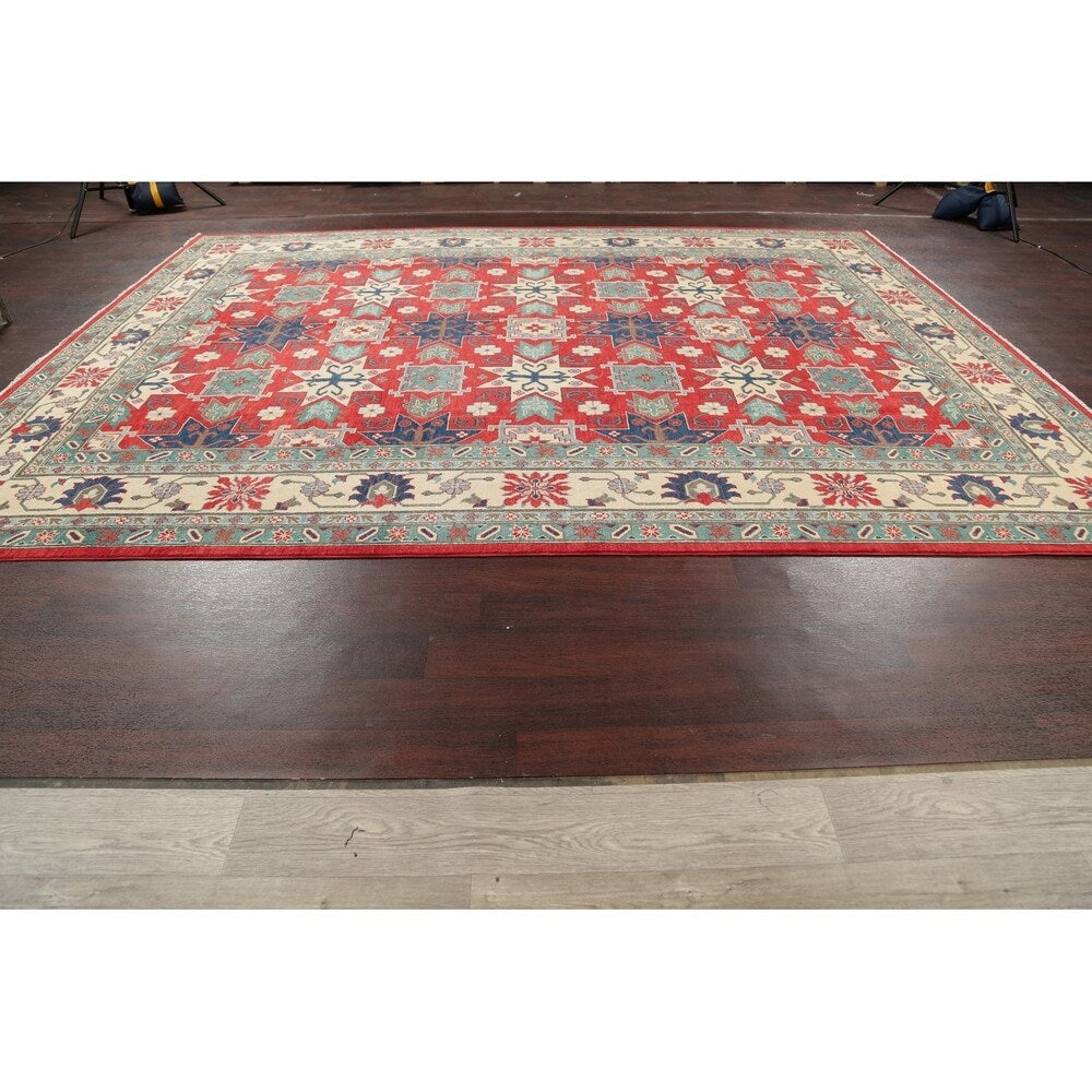 Traditional Pakistan Chechen-Kazak Oriental Hand Knotted Wool Area Rug - 12'0" x 9'0"