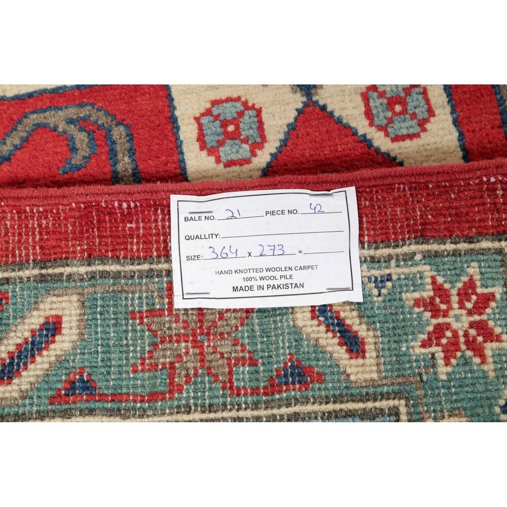 Traditional Pakistan Chechen-Kazak Oriental Hand Knotted Wool Area Rug - 12'0" x 9'0"