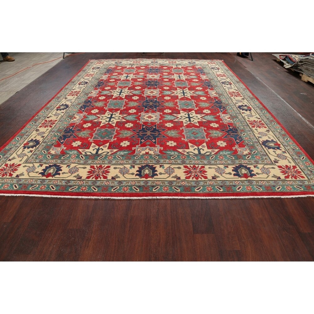 Traditional Pakistan Chechen-Kazak Oriental Hand Knotted Wool Area Rug - 12'0" x 9'0"