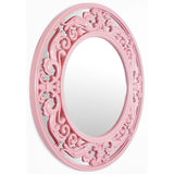 Traditional Pink 24 inch Decorative Round Pink Wall Mirror - 23.5 x 1 x 23.5