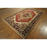 Traditional Red Heriz Serapi Hand-knotted Wool Geo-Floral Area Rug (6' x 9')
