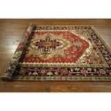 Traditional Red Heriz Serapi Hand-knotted Wool Geo-Floral Area Rug (6' x 9')