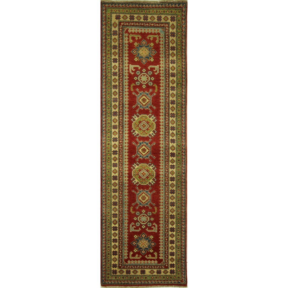 Traditional Runner Hand Knotted Oriental Super Kazak Red Wool Area Rug - 2'7 x 8'5