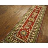 Traditional Runner Hand Knotted Oriental Super Kazak Red Wool Area Rug - 2'7 x 8'5
