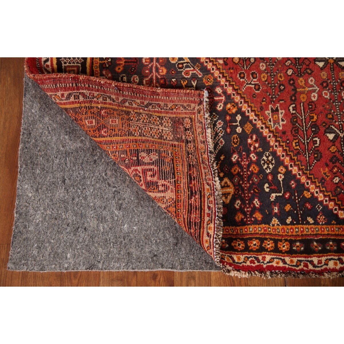 Traditional Shiraz Persian Vintage Area Rug Hand-Knotted Wool Carpet - 5'0"x 8'2"