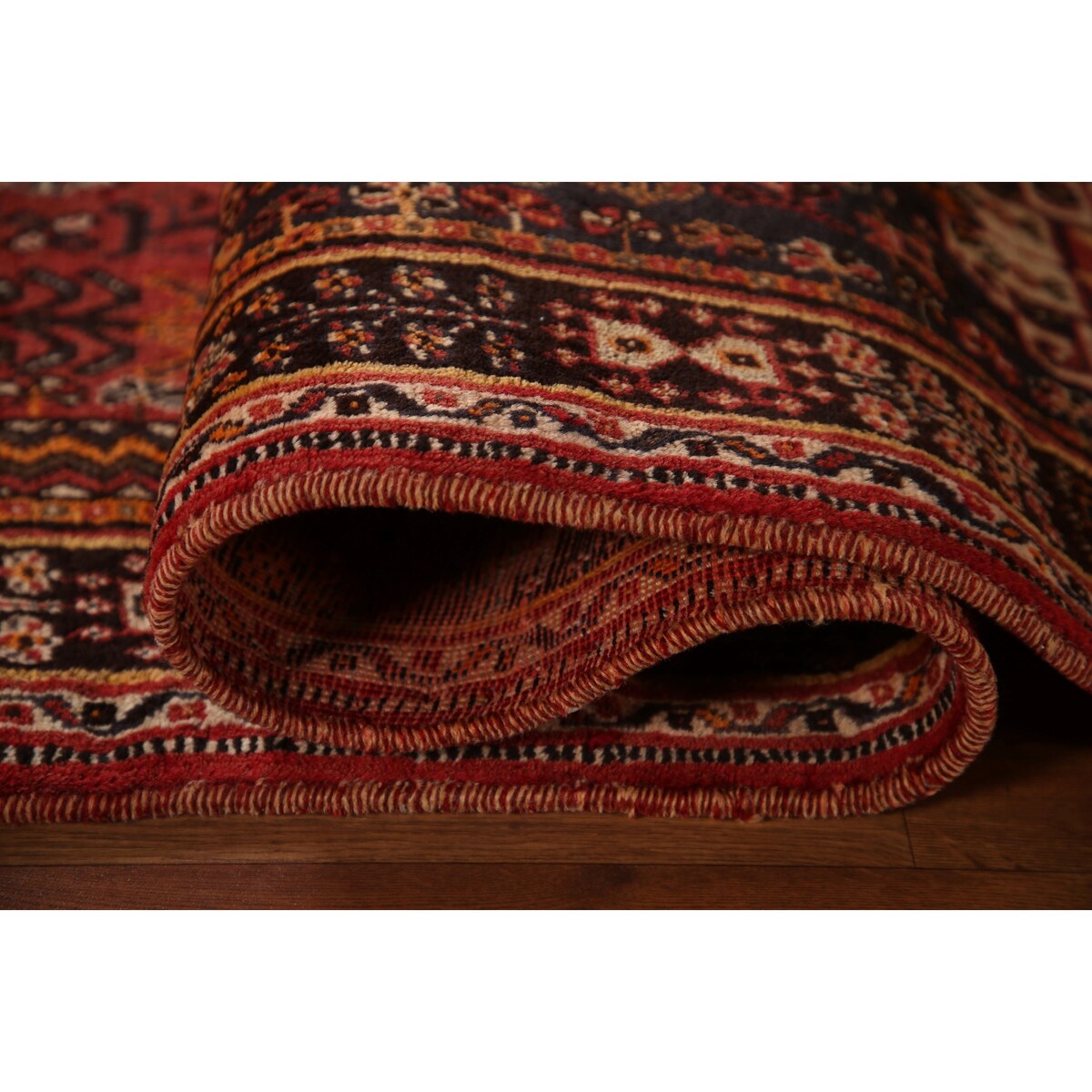 Traditional Shiraz Persian Vintage Area Rug Hand-Knotted Wool Carpet - 5'0"x 8'2"