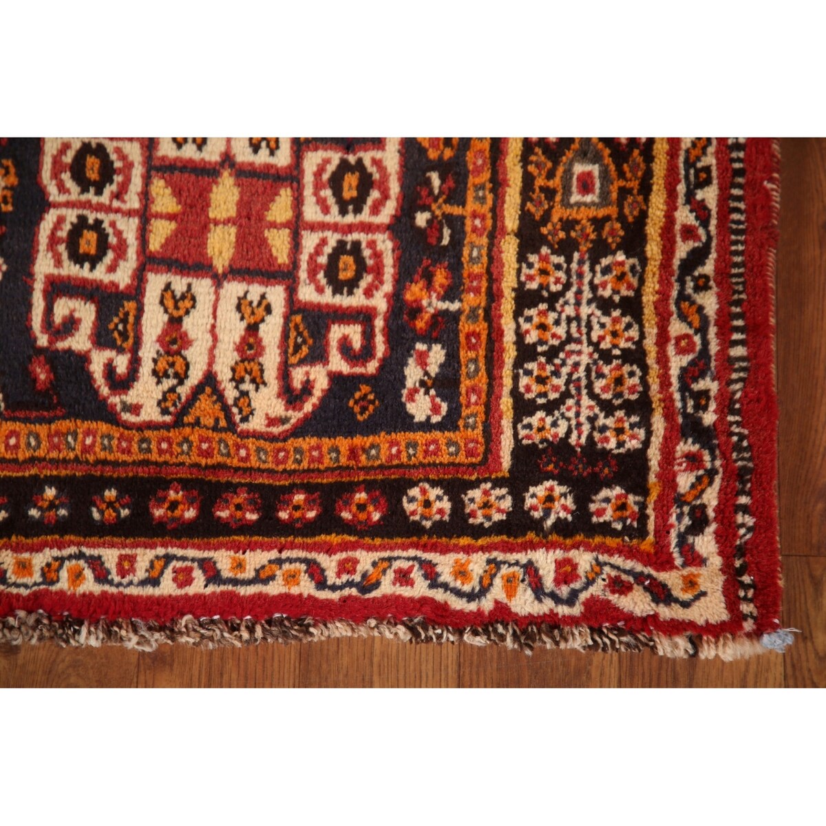 Traditional Shiraz Persian Vintage Area Rug Hand-Knotted Wool Carpet - 5'0"x 8'2"