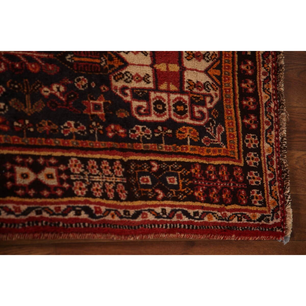 Traditional Shiraz Persian Vintage Area Rug Hand-Knotted Wool Carpet - 5'0"x 8'2"