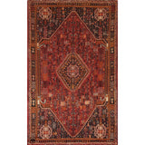 Traditional Shiraz Persian Vintage Area Rug Hand-Knotted Wool Carpet - 5'0"x 8'2"