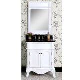 Traditional Style 30-inch White Finish Black Granite Top Matching Wall Mirror Single Sink Bathroom Vanity