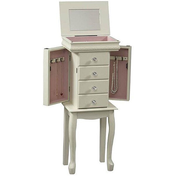 Traditional Style White Jewelry Armoire Chest