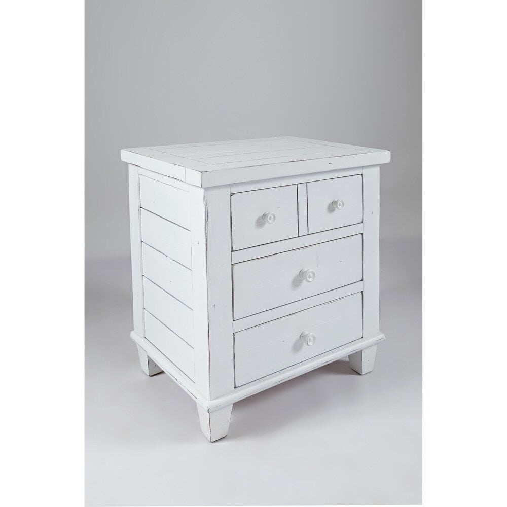Traditional Style Wooden Nightstand with Three Drawers, White