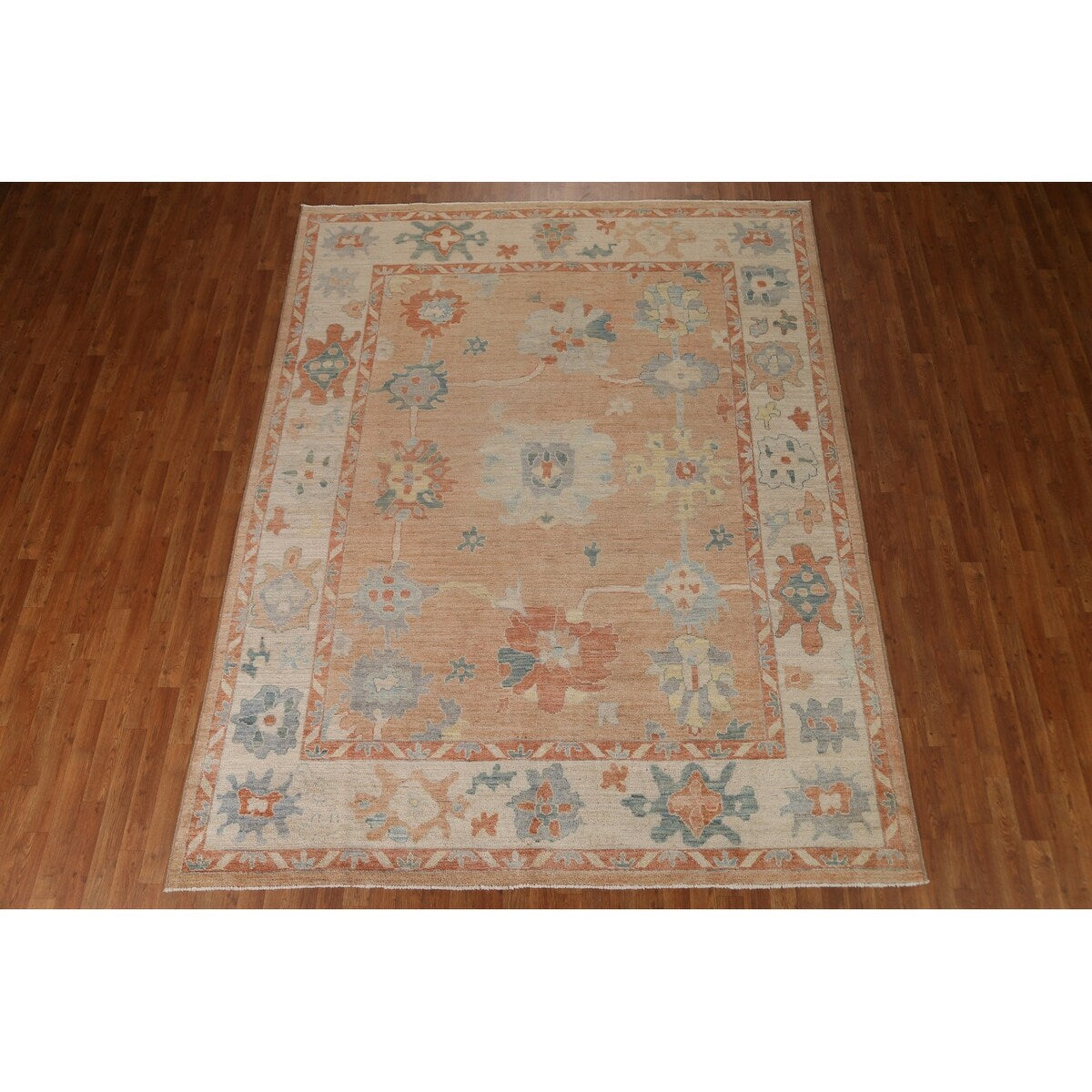 Traditional Vegetable Dye Oushak Turkish Area Rug Wool Hand-knotted - 7'10" x 10'1"