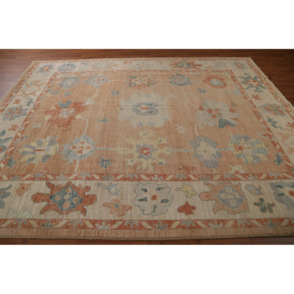 Traditional Vegetable Dye Oushak Turkish Area Rug Wool Hand-knotted - 7'10" x 10'1"