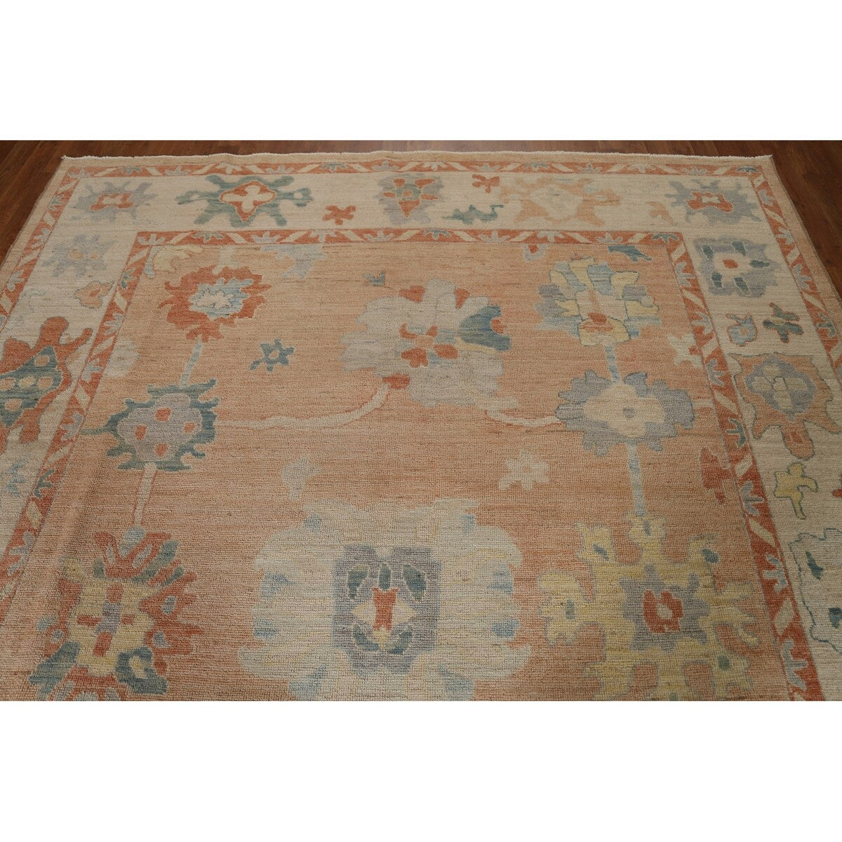 Traditional Vegetable Dye Oushak Turkish Area Rug Wool Hand-knotted - 7'10" x 10'1"