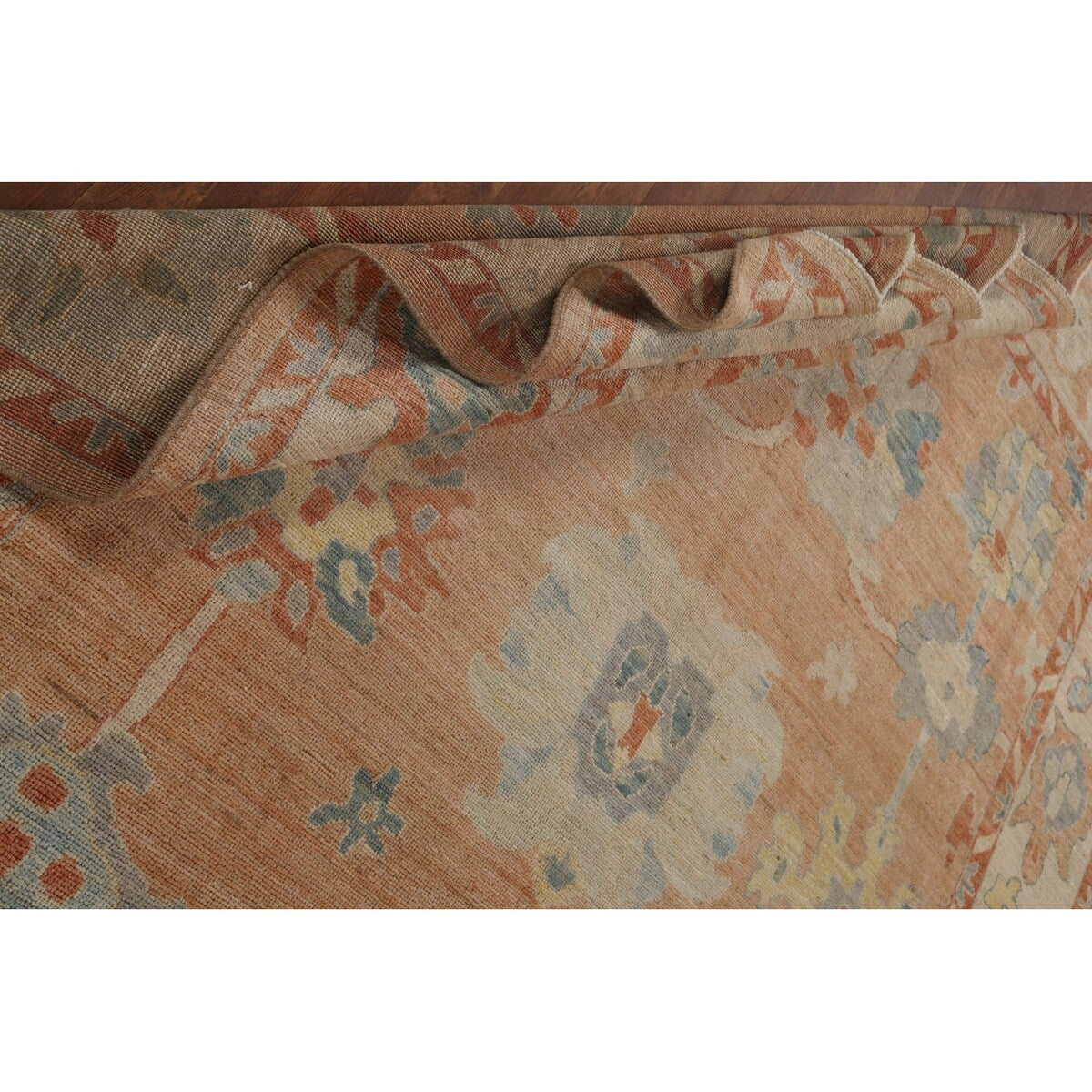 Traditional Vegetable Dye Oushak Turkish Area Rug Wool Hand-knotted - 7'10" x 10'1"