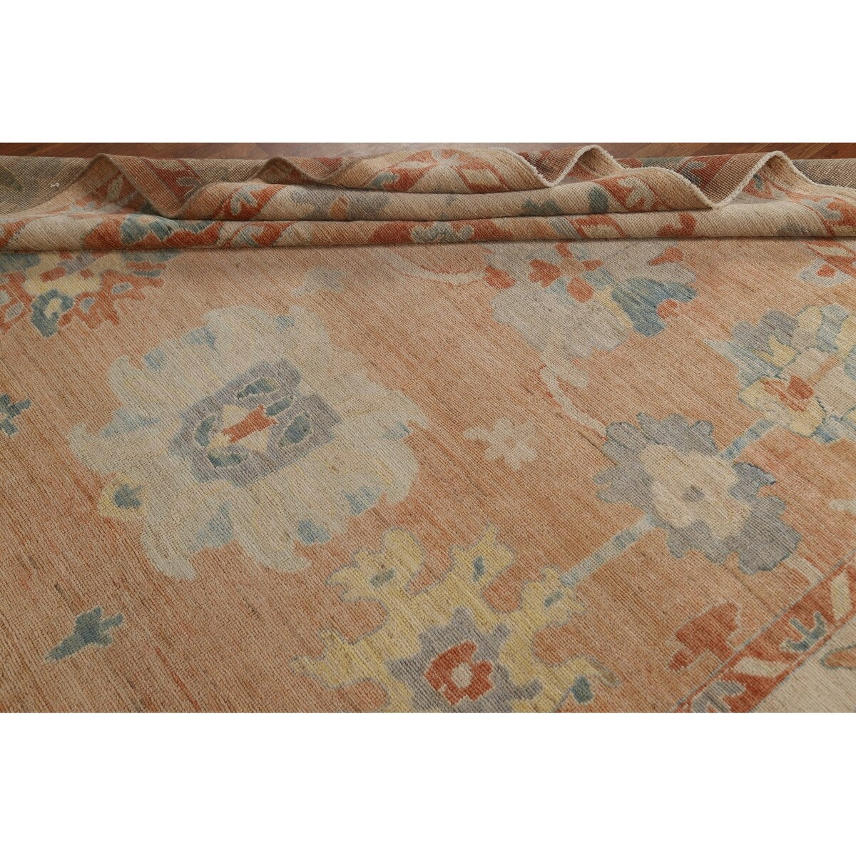 Traditional Vegetable Dye Oushak Turkish Area Rug Wool Hand-knotted - 7'10" x 10'1"