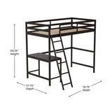 Traditional Wood Slat Loft Bed with Integrated Desk & Ladder