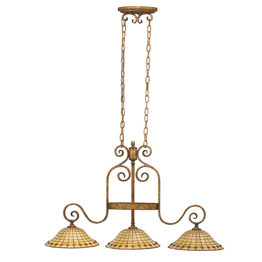 Traditonal 3-light Mottled Pecan Island Fixture