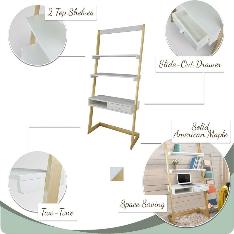 Trails Freestanding Ladder Desk With Drawer - 15"D x 33.75"W x 70.75"H