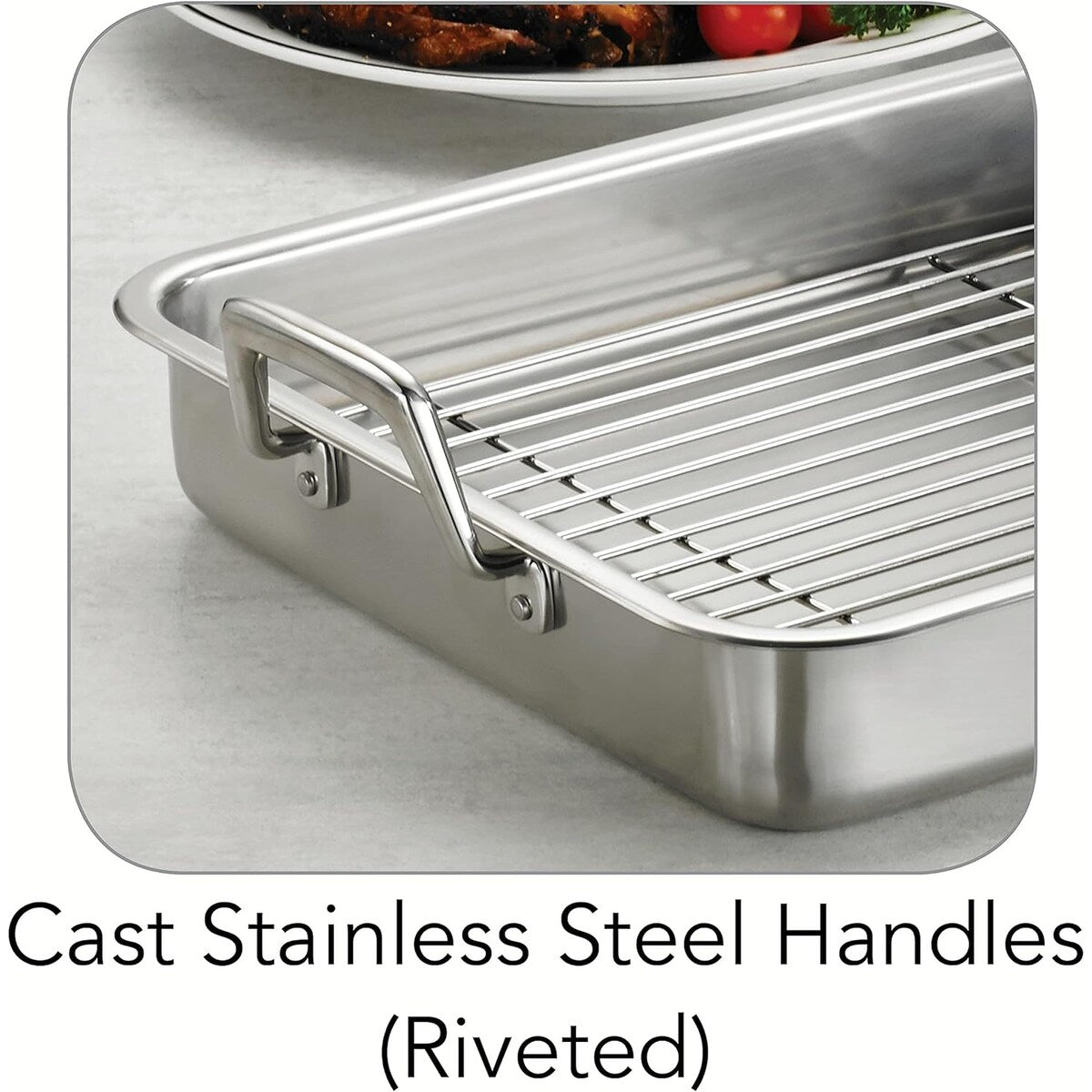 Tramontina 13.5-Inch Rectangular Roasting Pan with Basting Grill, Stainless Steel