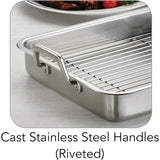 Tramontina 13.5-Inch Rectangular Roasting Pan with Basting Grill, Stainless Steel
