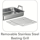 Tramontina 13.5-Inch Rectangular Roasting Pan with Basting Grill, Stainless Steel