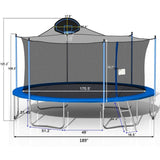 Trampoline Kids and Adults Outdoor Jumbo Round 16 Ft Trampoline with Enclosure