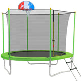 Trampoline for Kids with Safety Enclosure Net, Basketball Hoop and Ladder