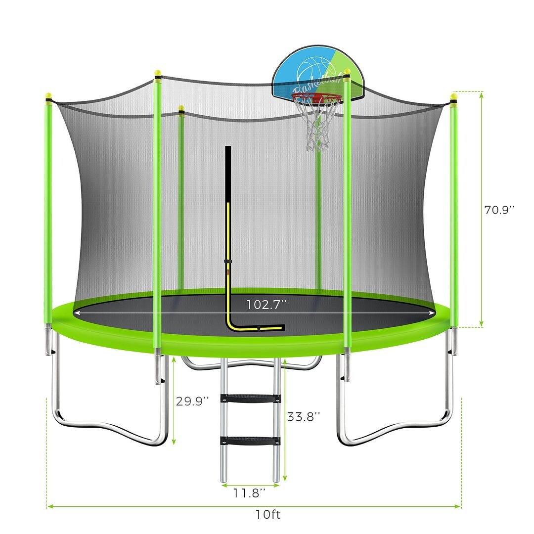 Trampolines 10FT Round Trampoline with Enclosure