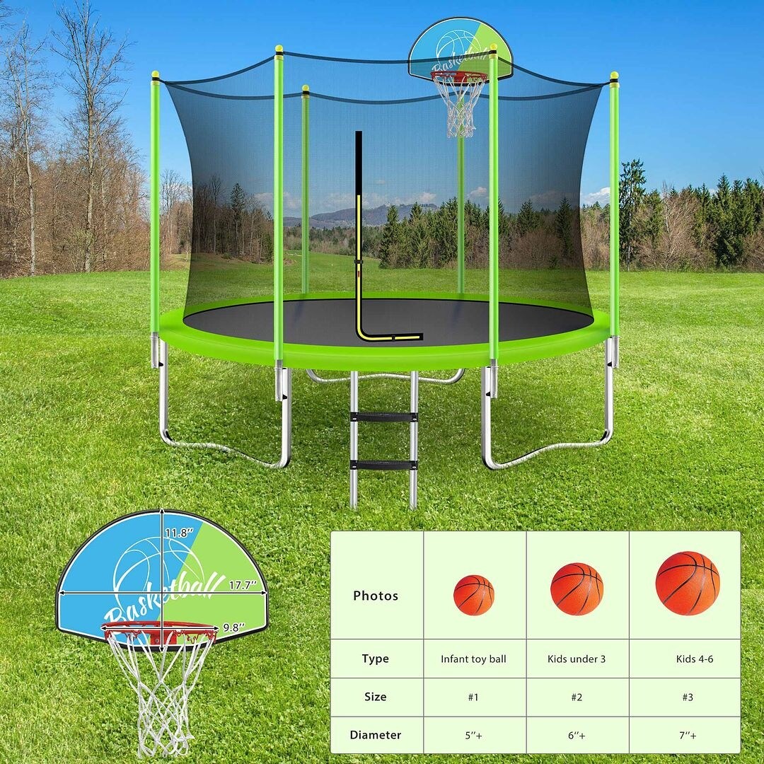Trampolines 10FT Round Trampoline with Enclosure