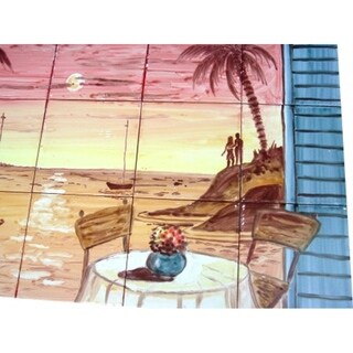 Tranquility Island Balcony Sunset View' Set 15 Ceramic Tile Decorative Wall Mural