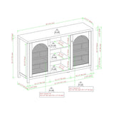 Transitional 58" 2-Door Sideboard with Arched Rattan Panels for Living Room, Bedroom and Office
