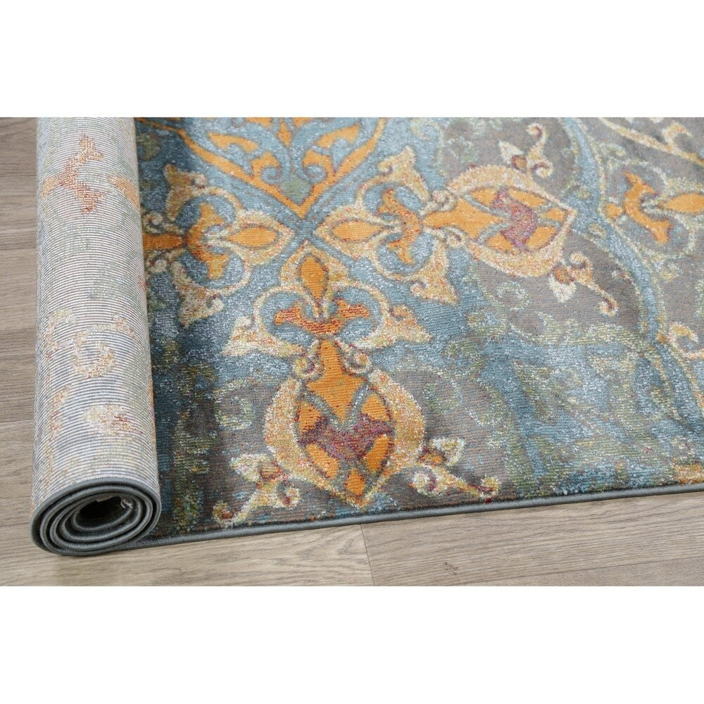 Transitional Art & Craft Distressed Area Rugs Home Decor Heat-Set