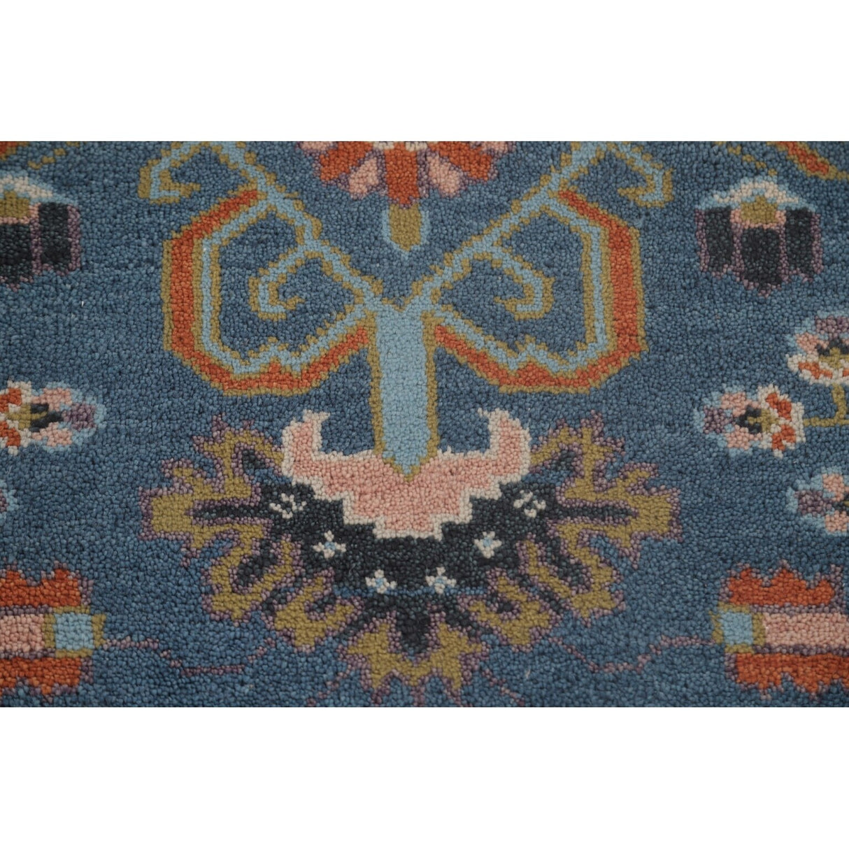 Transitional Blue Oushak Runner Rug Hand-Knotted Wool Carpet - 2'6"x 9'10"